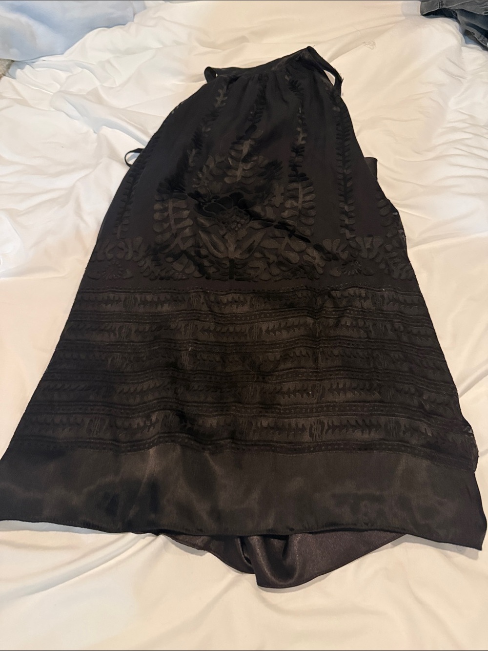 Black silk rayon halter top